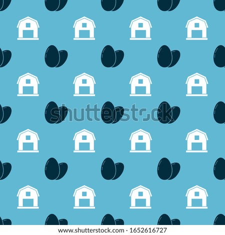 Set Chicken egg and Farm House concept on seamless pattern. Vector
