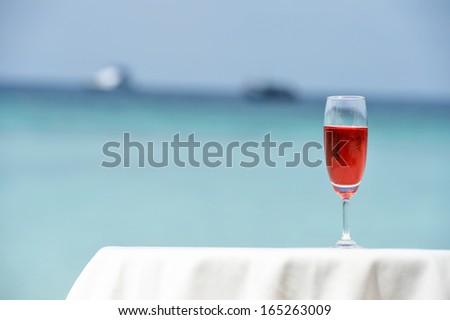 cocktail glass kept on sea beach