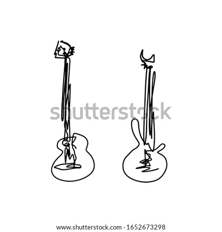 Abstract Sketch, Hand Drawing of Guitar and Bass