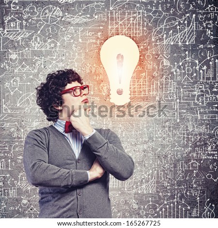 Young man in the process of thinking and finding a solution