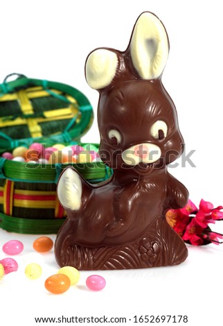 Chocolate for Easter against White Background 