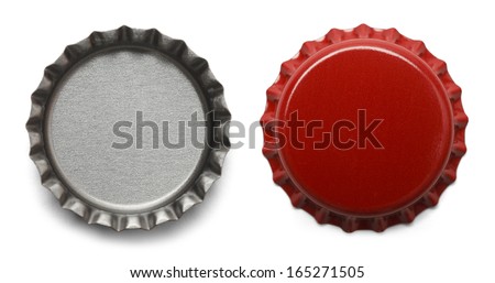 Red Bottle Caps Isolated on White Background. Royalty-Free Stock Photo #165271505