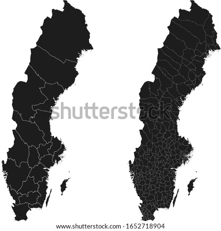 Sweden vector maps with administrative regions, municipalities, departments, borders Royalty-Free Stock Photo #1652718904