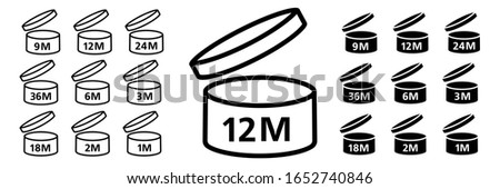 Pao vector icons of cosmetic open month expiration date, expiration date months pao set of black and white symbols
 Royalty-Free Stock Photo #1652740846