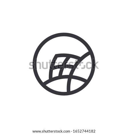 Symbol circle abstract line art, sign round and ellipse, icon for globe, network, communication, link corporate, logo template