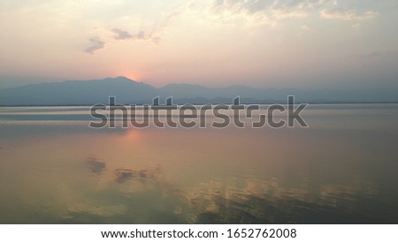 Evening sky and water at Phayao Lake, Thailand (It is one of the beautiful tourist attractions)