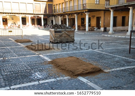 Processing under squares of sand in Tordesillas Spain Royalty-Free Stock Photo #1652779510