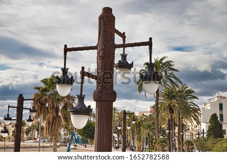 Light pole in Sitges Spain Royalty-Free Stock Photo #1652782588