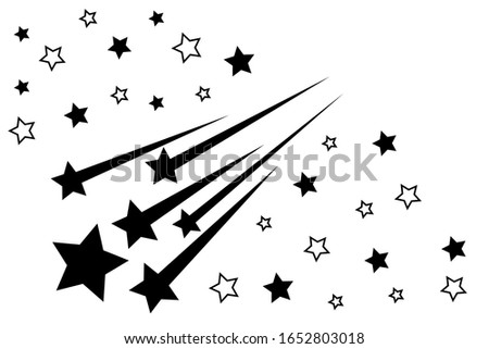 Meteor / meteorite shower or shooting stars line art icon for astronomy apps and websites