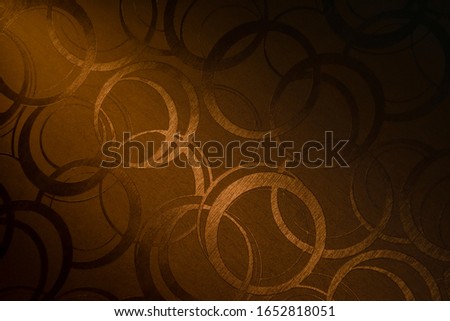 light beam on textured gold circle wallpaper in the bedroom wall. Living room interior decoration