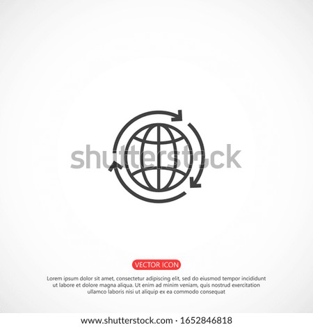 Globe line and arrow "Go to web" - website icon. line Globe icon and arrow that clicks on it. line Black pictogram isolated on white line background.