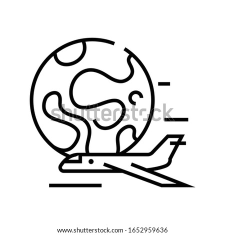 Airplane ride line icon, concept sign, outline vector illustration, linear symbol.