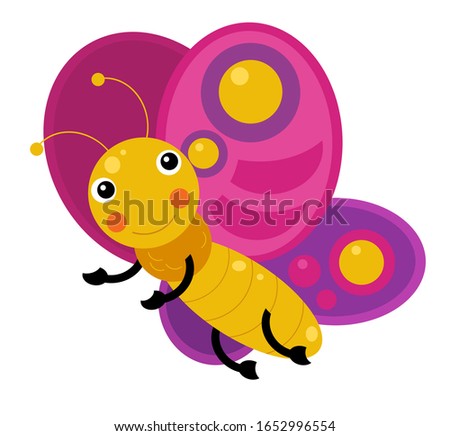 Cartoon animal butterfly on white background illustration for children