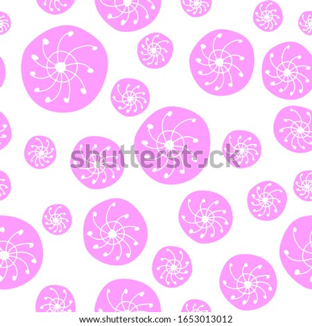 Pink abstract jelly fish symbol for wallpaper. Seamless pattern for gift paper, textile linen, fabric pillowcase, bath tile, t-shirt, bag or hoody print. white backdrop stock vector illustration