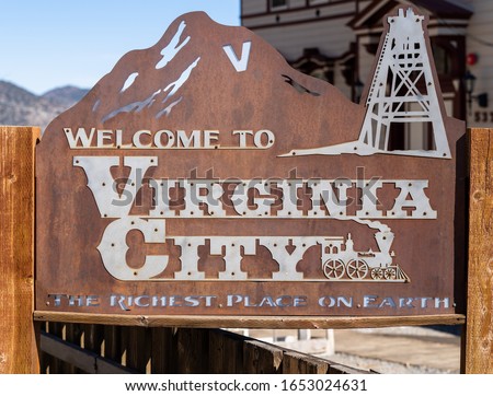 Sign welcoming to Virginia City Nevada