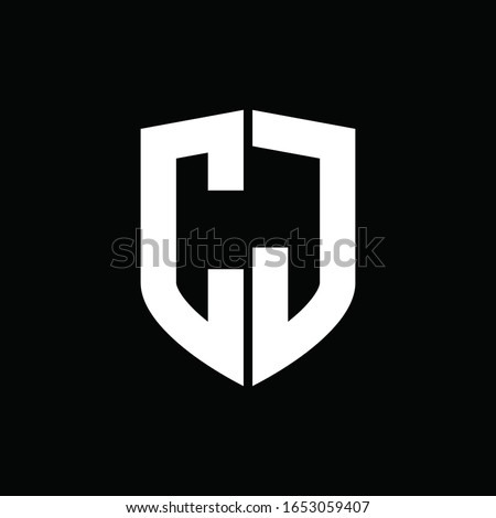 CJ logo monogram with shield shape design template