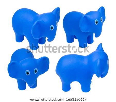 Toy for the bathroom on a white background, blue elephant. a bath toy