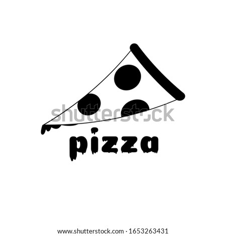 Pizza logo, black and white pizza icon in flat style.Pizza label badge emblem