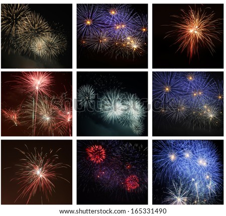 Fireworks on the black sky - the celebration concept
