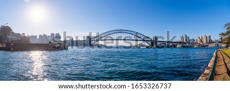 Sydney harbour bridge, panorama view harbour bridge with city skyline, New south wales,  Australia