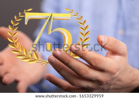 75 Digital number Years Anniversary 3d background
