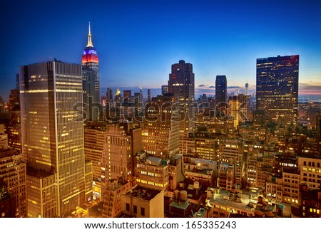 New York nighttime skyline and Empire State Building