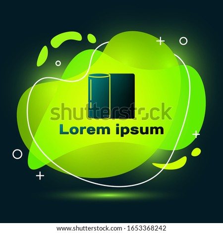 Black Paper towel roll icon isolated on black background. Abstract banner with liquid shapes. Vector Illustration