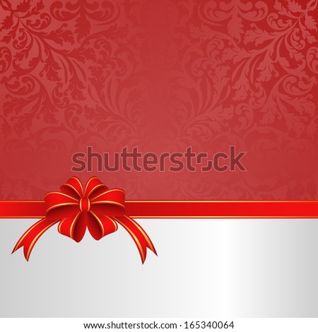 red white background with ribbon and bow