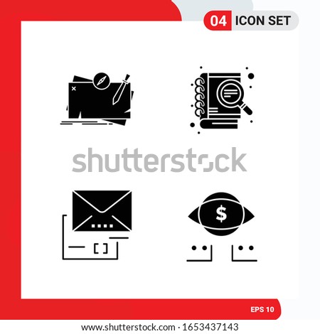 Creative Set of 4 Universal Glyph Icons isolated on White Background