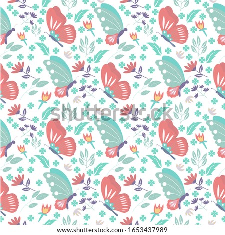 vector floral seamless pattern with summer herbs and butterflies fit to place background,wallpaper,seamless pattern,pattern,textile,print and invitation. 