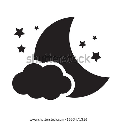 Night sea with moon and clouds vector icon