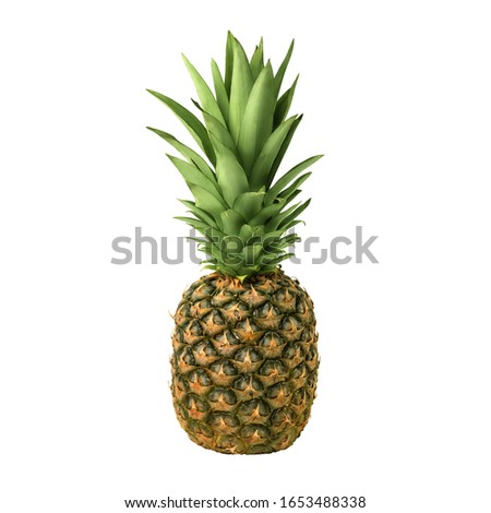 Ripe Ananas comosus isolated on white background close-up