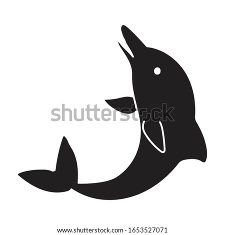 Blue dolphin vector icon.Black vector icon isolated on white background blue dolphin .