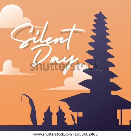 illustration vector graphic of bali temple with silent day text good for social media content, print product ect. nyepi bali indonesia