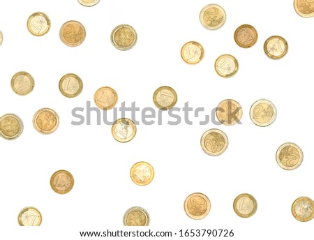Euro coins on white background 