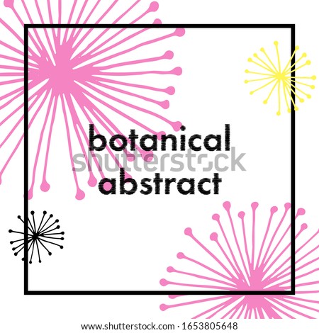 abstract flower shape. pink with black. for logos, design, postcards, patterns, ornaments. isolated element on white background. framed text template
