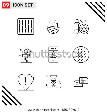 Pixle Perfect Set of 9 Line Icons. Outline Icon Set for Webite Designing and Mobile Applications Interface.