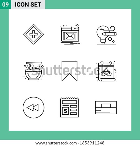 Pack of 9 Line Style Icon Set. Outline Symbols for print. Creative Signs Isolated on White Background. 9 Icon Set.