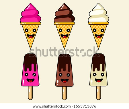 Funny ice cream character vector design