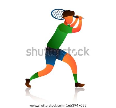 Flat tennis player vector illustration. Isolated 
tennis player on a white background.