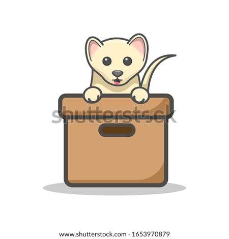 cute mouse and box cartoon design