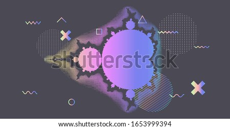  Mandelbrot set, complex fractal shape in pixel art style. Royalty-Free Stock Photo #1653999394