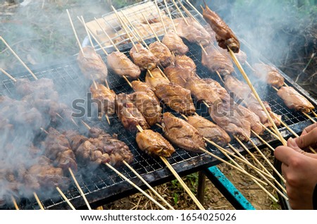Delicious outdoor grilled chicken wings Royalty-Free Stock Photo #1654025026