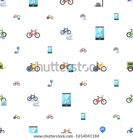 cycle icons pattern seamless. Included editable flat Bike tour, Smart bike, bicycle lane, Bike, sharing, rental app, pet trailer icons. cycle icons for web and mobile.