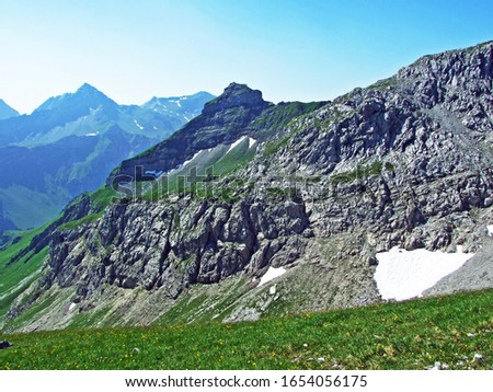 Alpine mountain peak Gorfion in the Liechtenstein Alps mountain range - Malbun, Liechtenstein