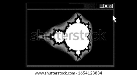 Mandelbrot set, complex fractal shape in pixel art 1-bit style. Royalty-Free Stock Photo #1654123834