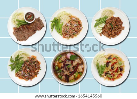 Thai eastern food isolated on pastel background