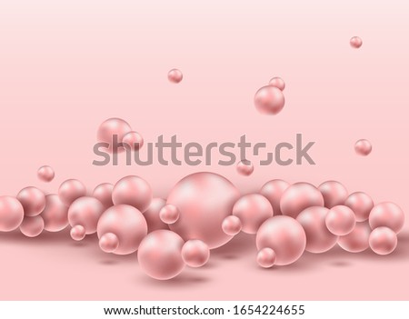 Abstract 3d rendering of chaotic spheres in empty space. Futuristic pink background.Abstract composition with chaotic floating spheres. 3d rendering.