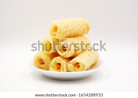 Fried soybean rolls for hotpot 
 Royalty-Free Stock Photo #1654288933