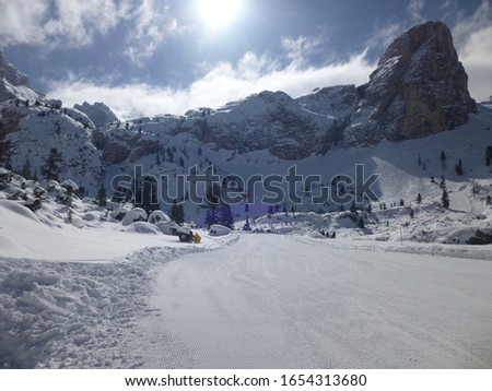 Mountain massif along the ski slope
